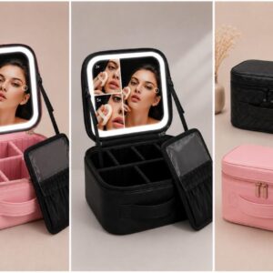Cosmetiquera De Maquillaje Con Espejo Y Divisiones